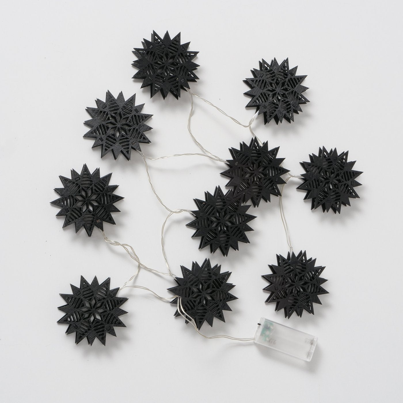 Lichterkette Schneeflocke 3 - Holz schwarz