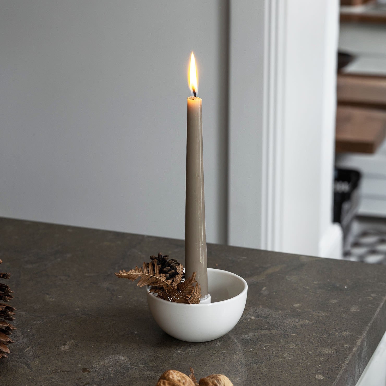 Lidatorp Kerzenhalter mini - weiß glasiert