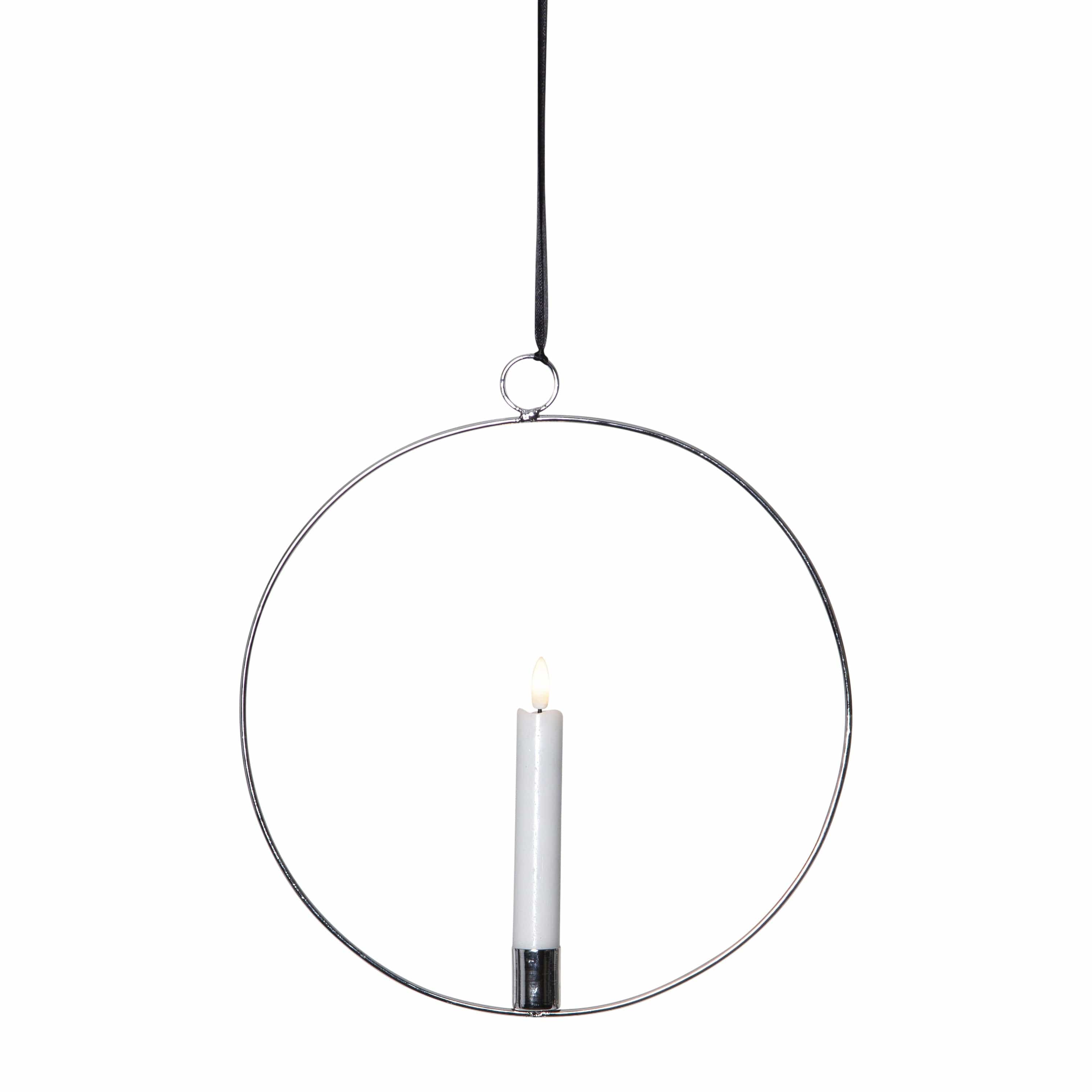 Metallring / Hoop 28cm mit LED Kerze - silber