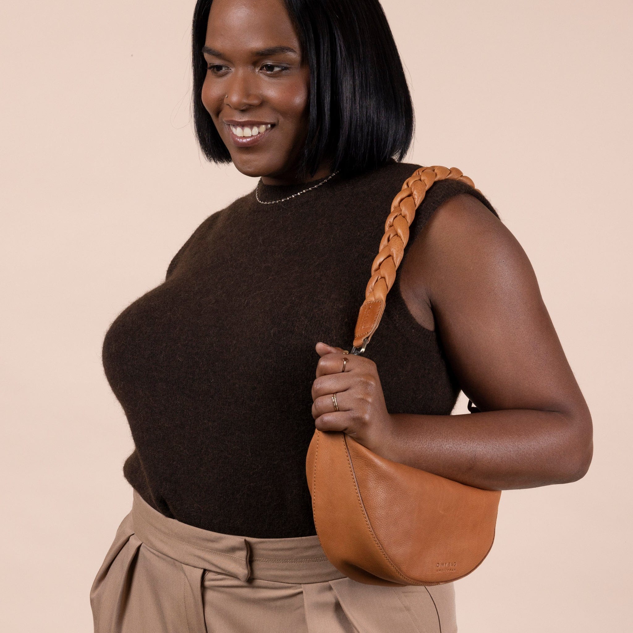 Taschengurt Geflochten Leder - Cognac