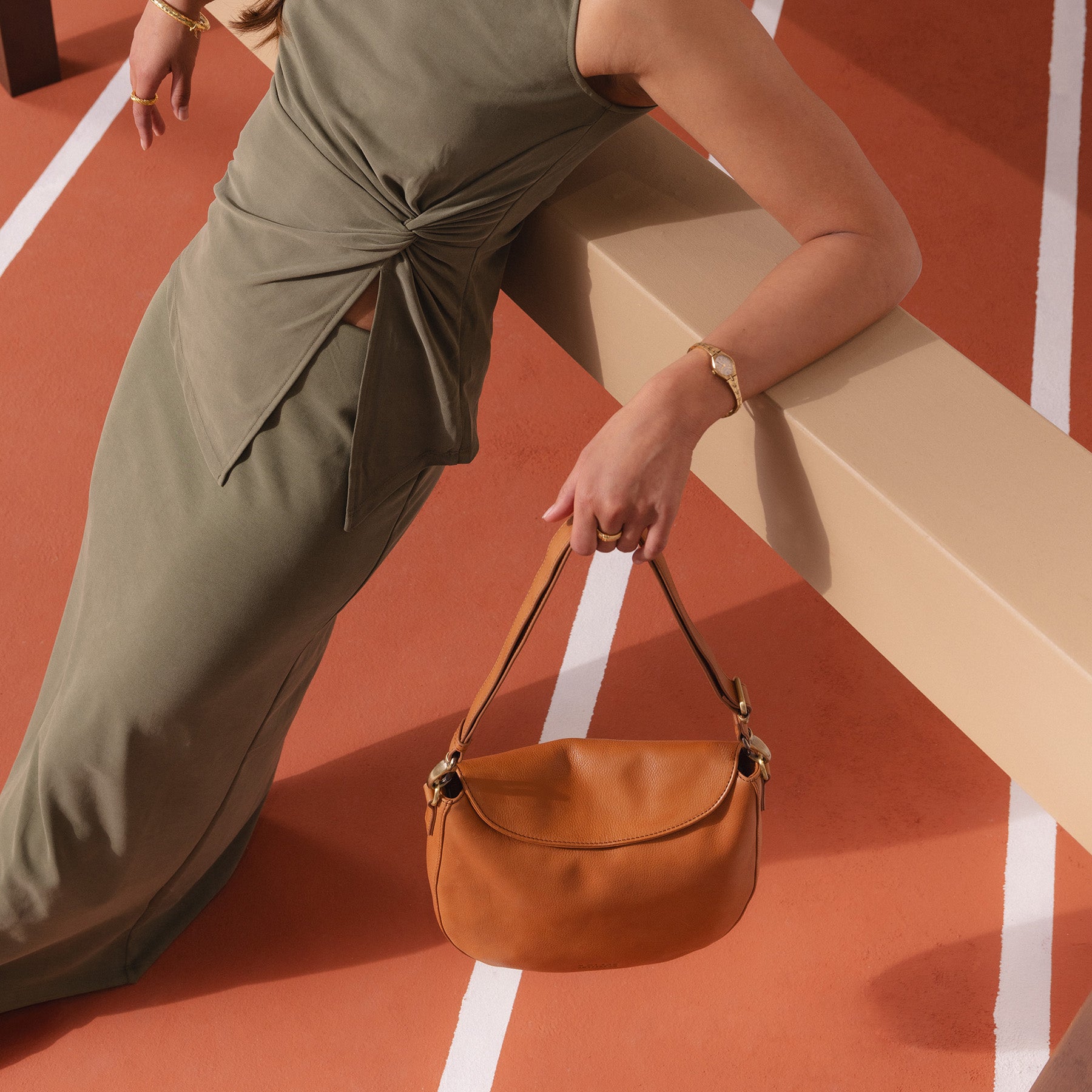 Lana Tasche - Leder Cognac mit zwei Straps