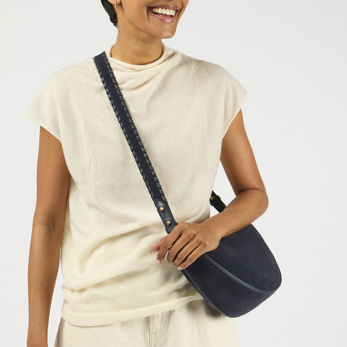 Leo Tasche - Suède Leder Universe Blue Crossbody Strap