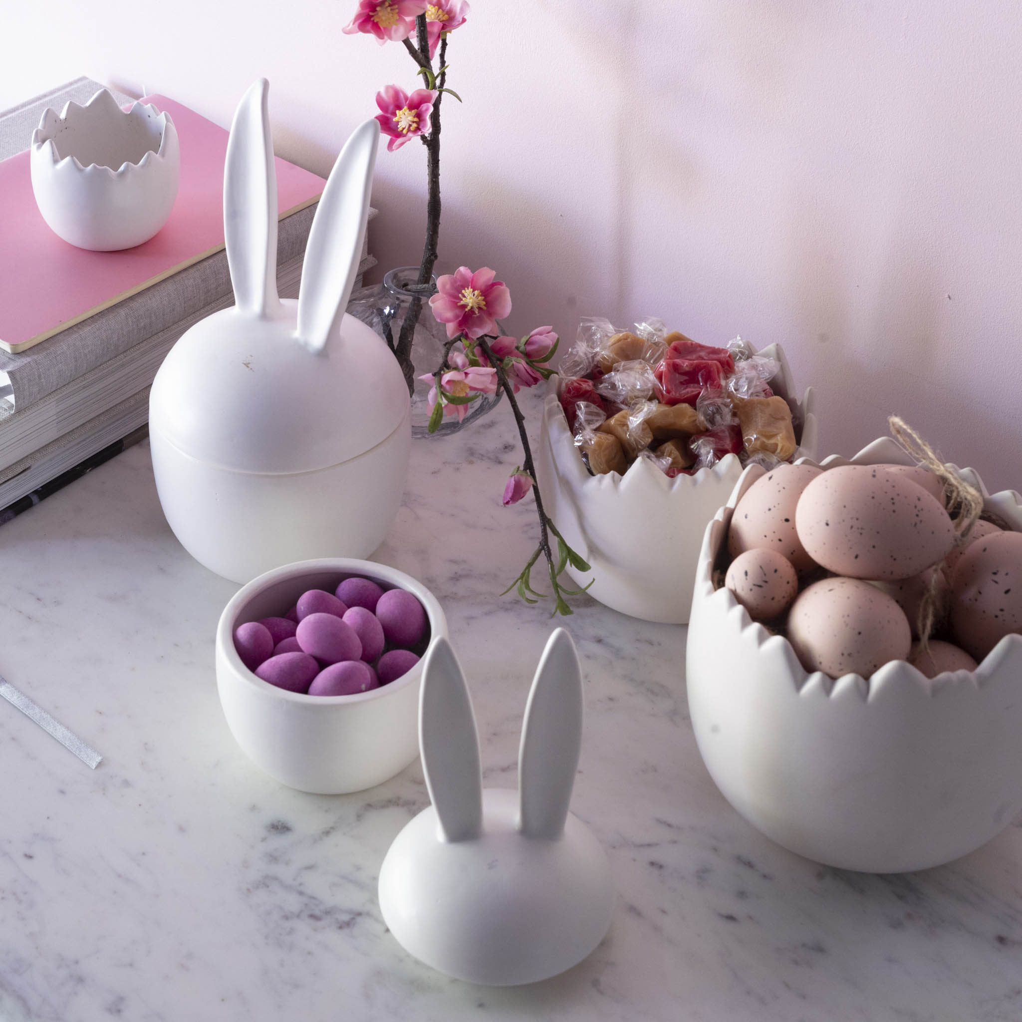 Schale mit Deckel Hase Elaria - weiß