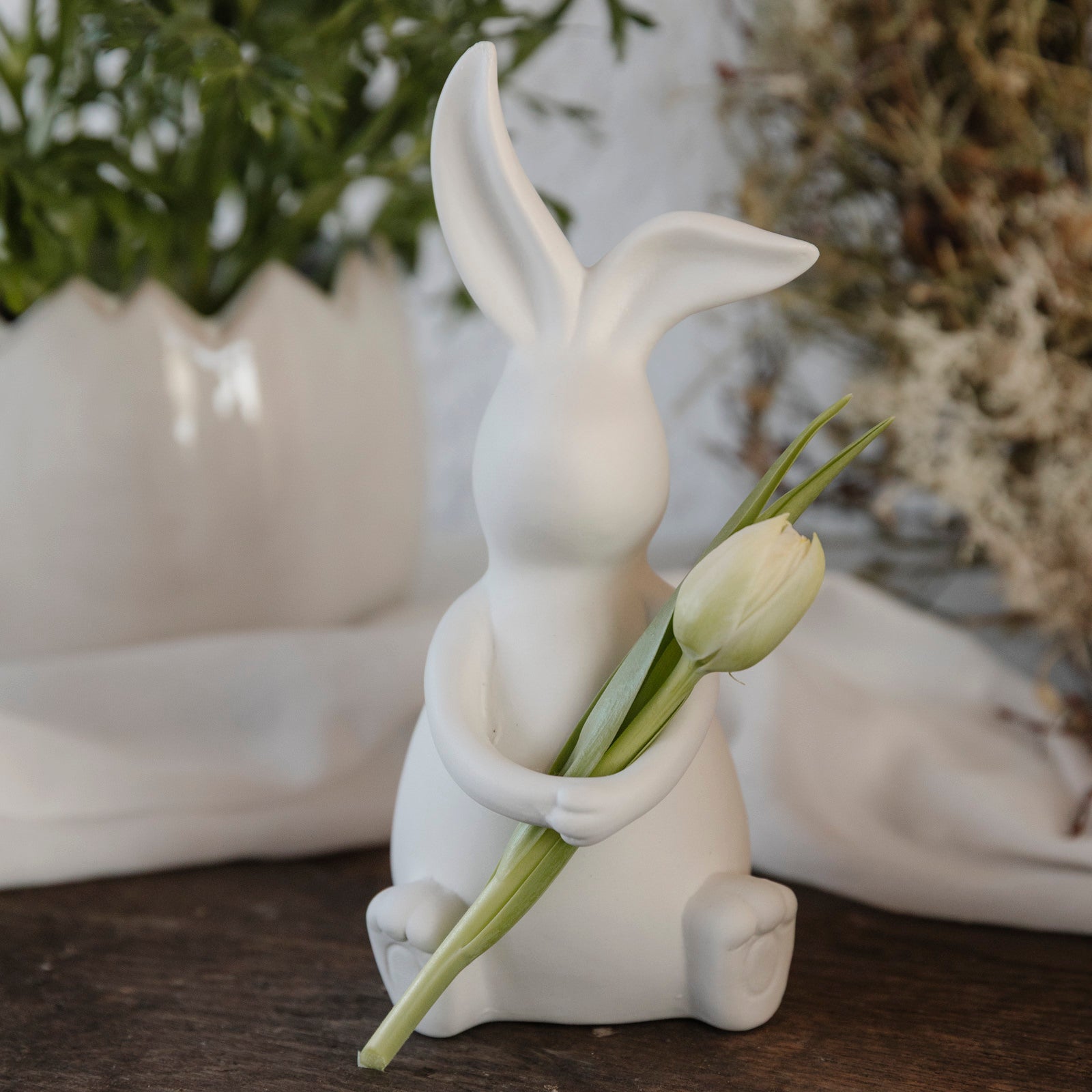 Osterdekoration Hase Elias - weiß
