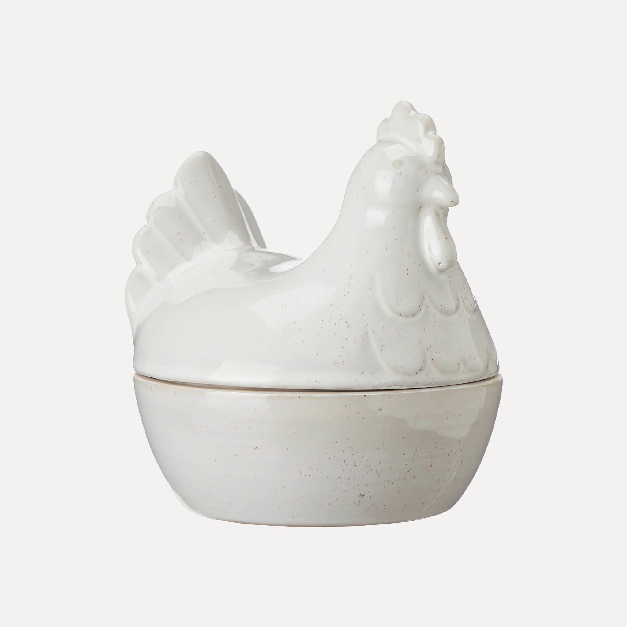 Schale mit Deckel Huhn Thea - cremeweiß