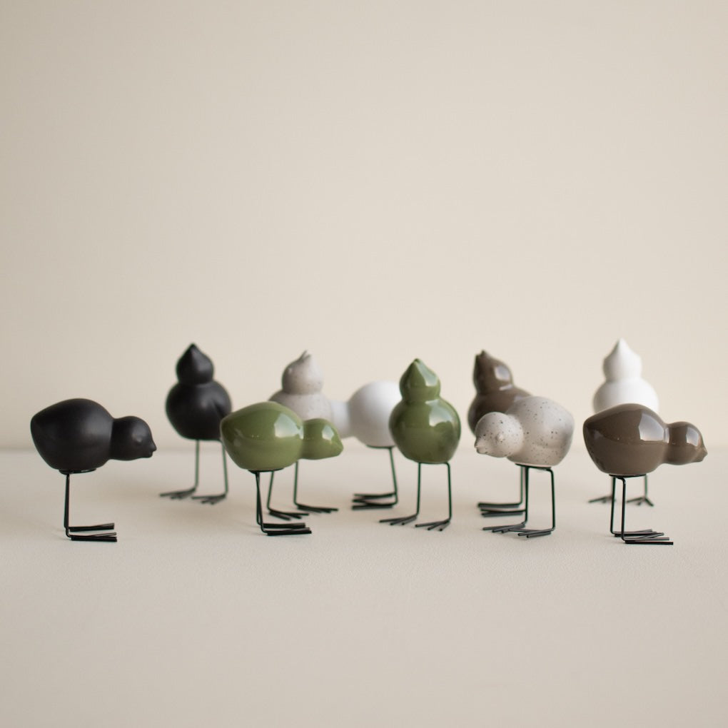 Swedish Birds Dekofiguren 2er Set - shiny grün