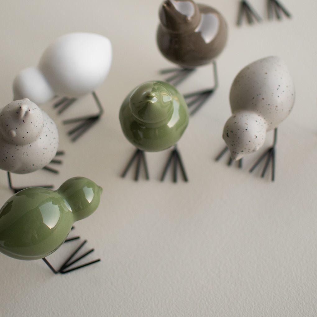 Swedish Birds Dekofiguren 2er Set - shiny grün