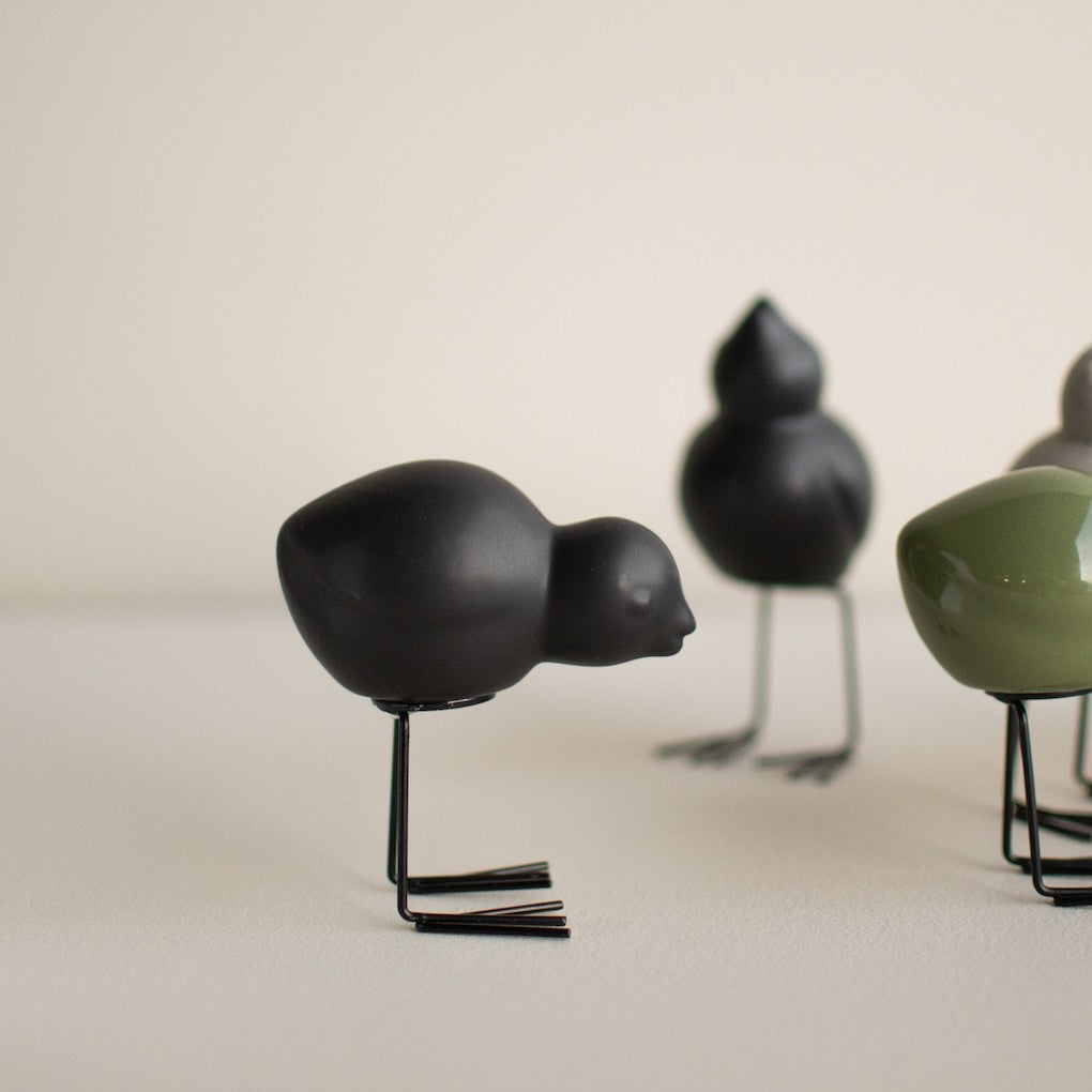 Swedish Birds Dekofiguren 2er Set - schwarz