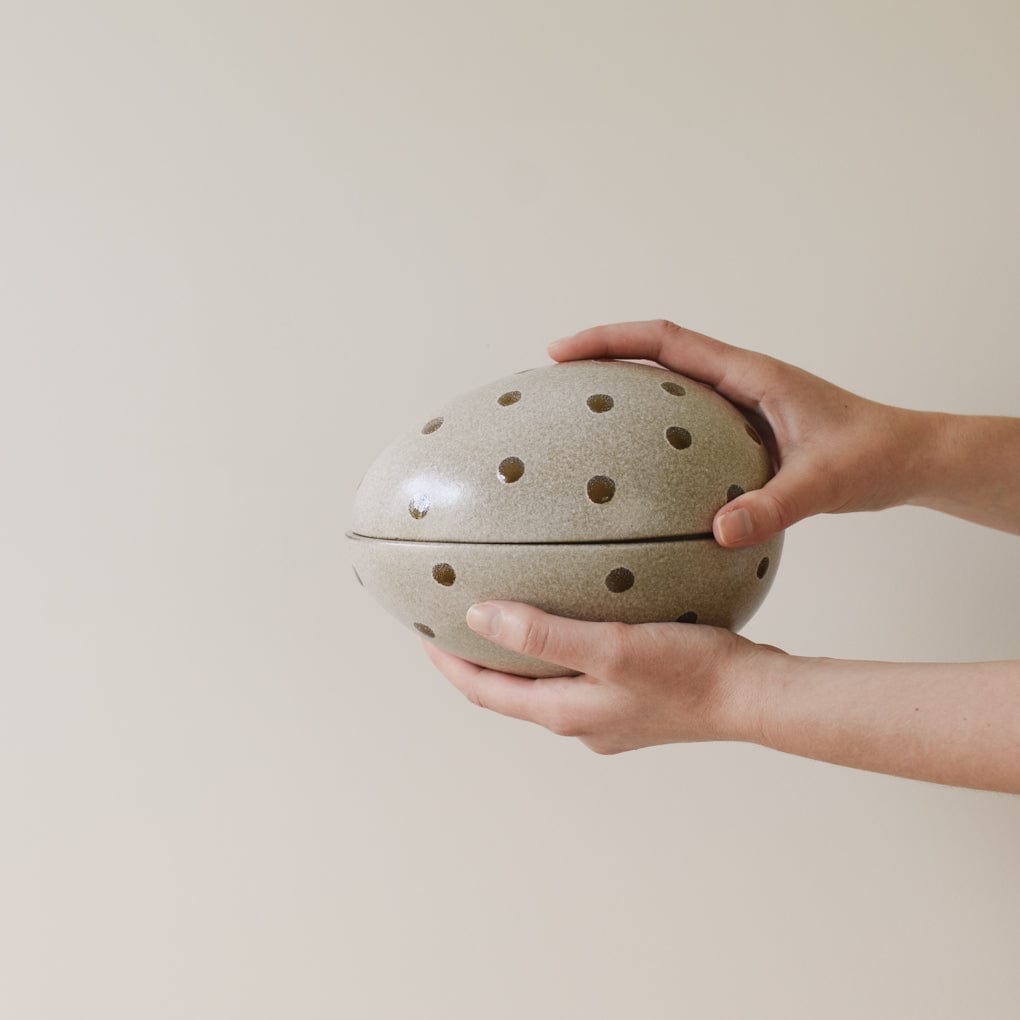 Nest Schale mit Deckel - beige dot