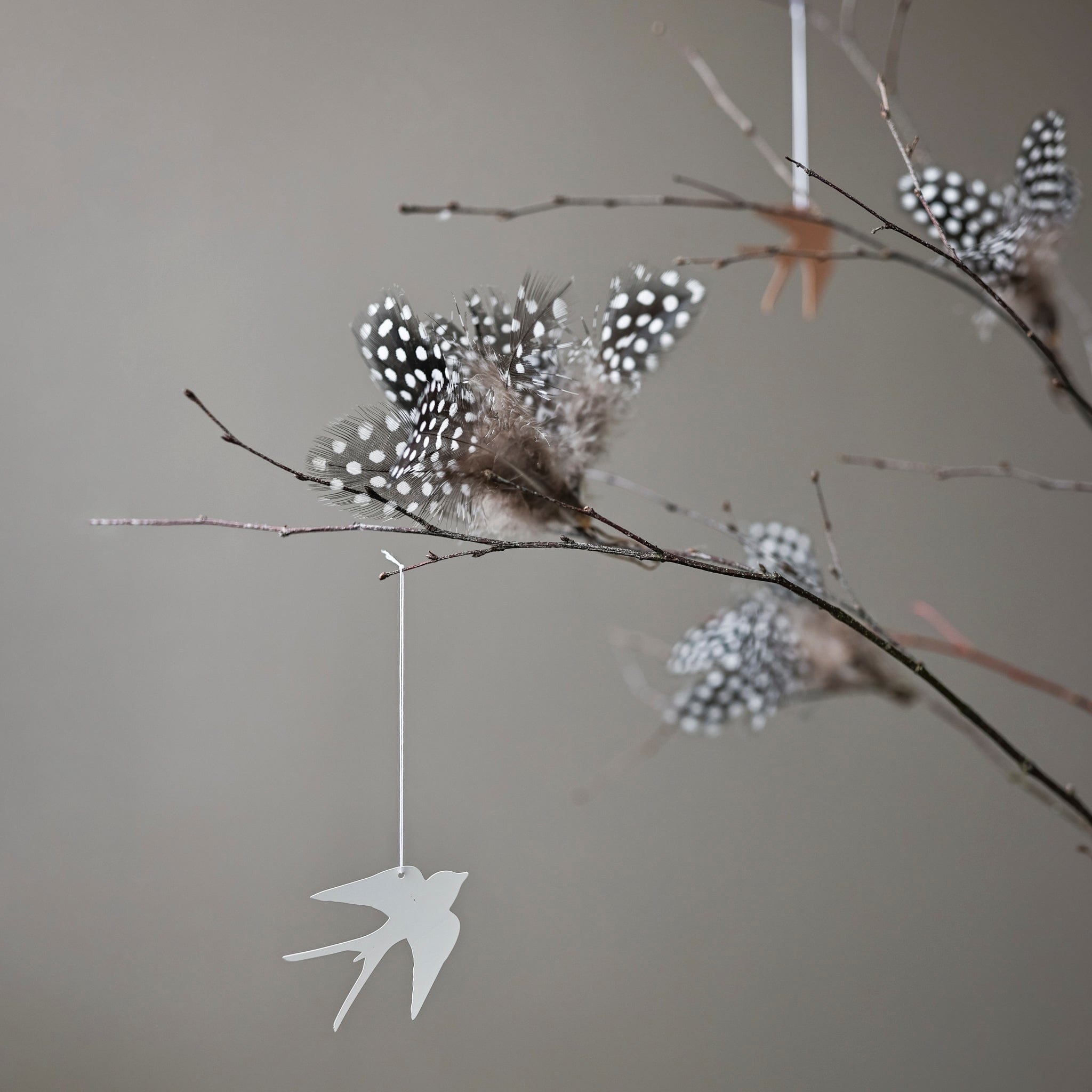 Dekoanhänger Vogel 4er Set - café au lait