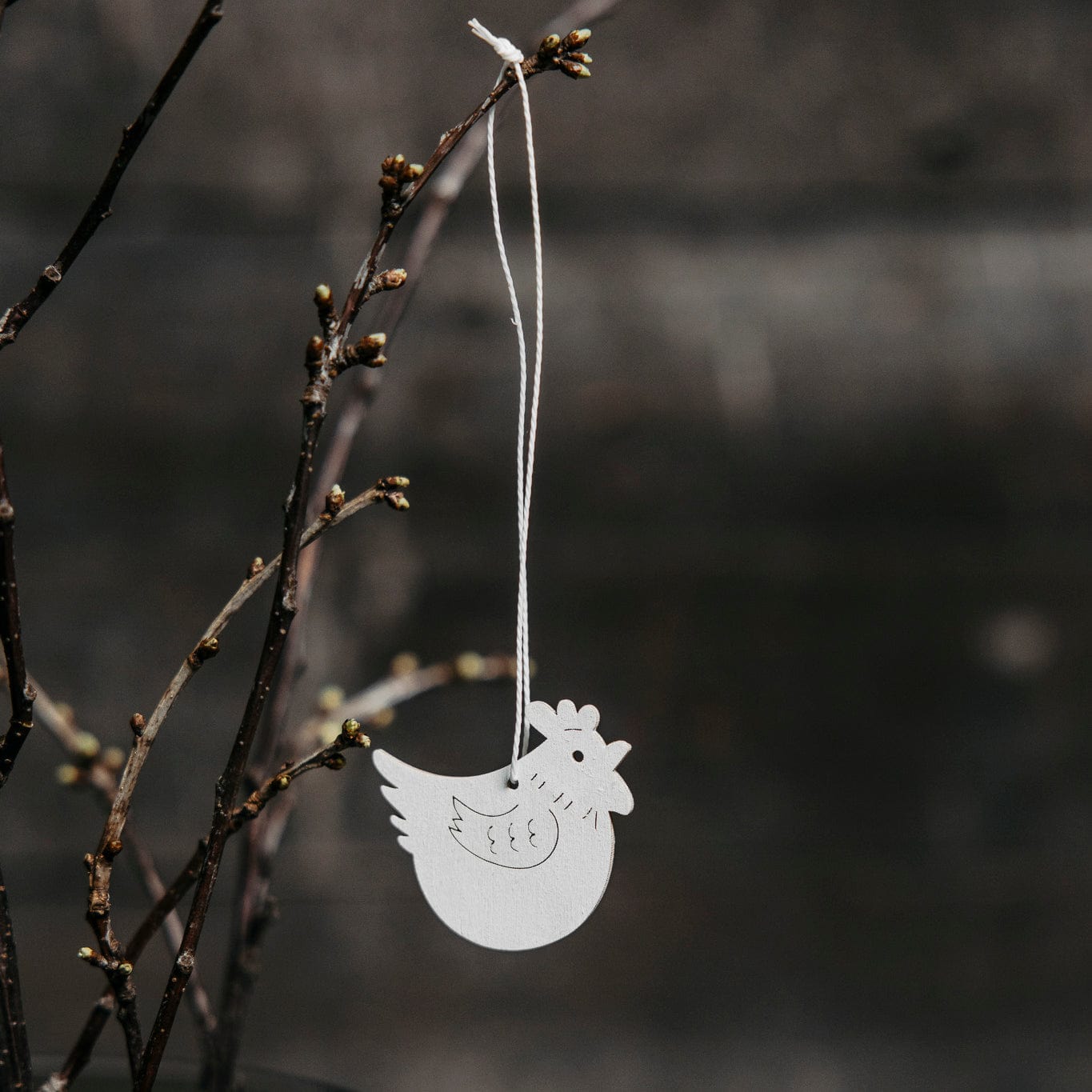 Holzanhänger Huhn Edith - weiß