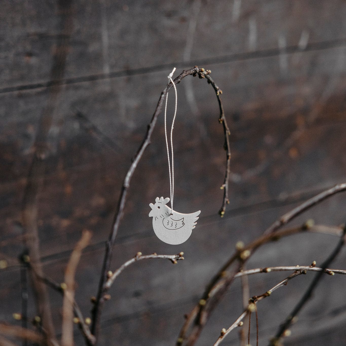 Holzanhänger Huhn Edith - weiß