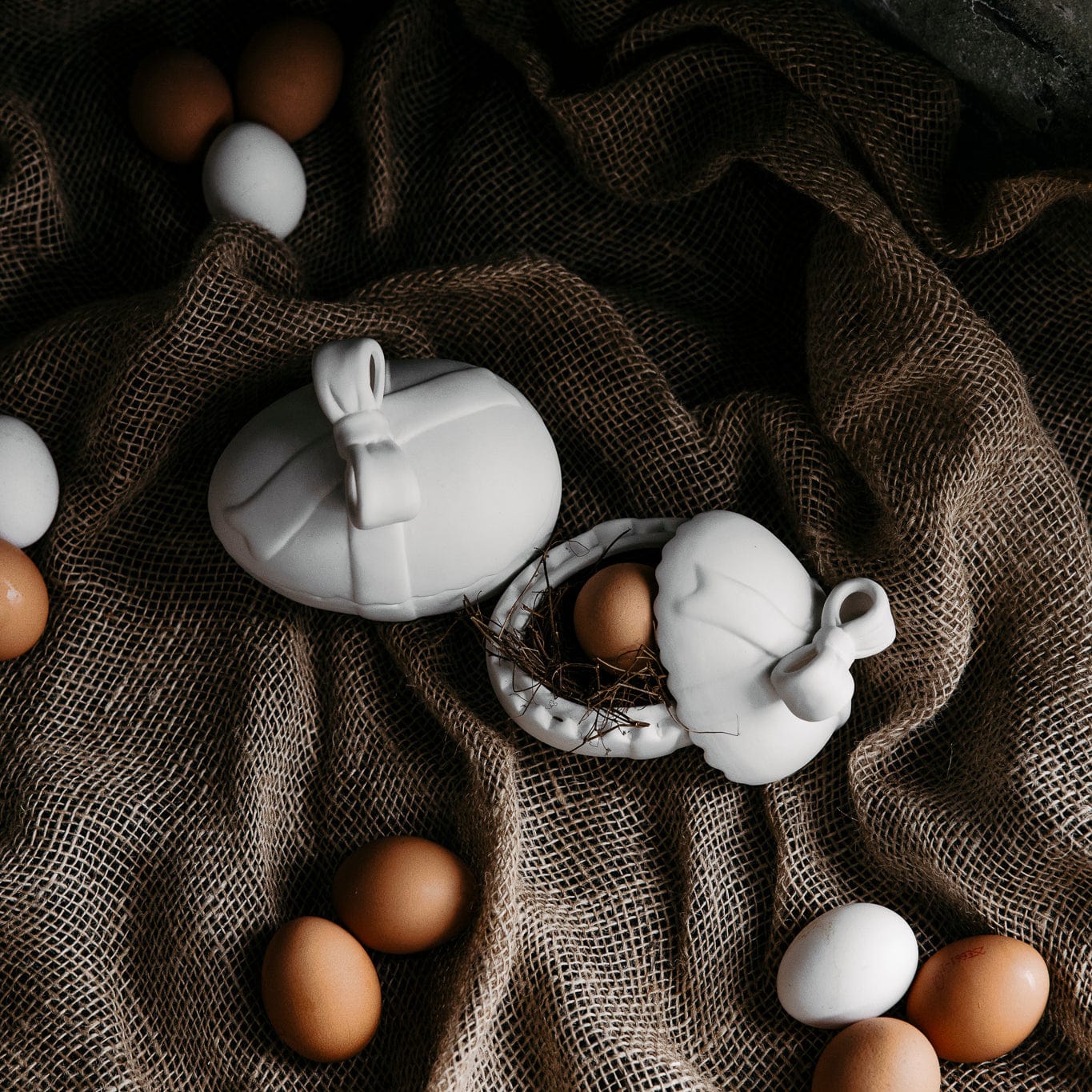 Osterdekoration Schale Lundby - weiß