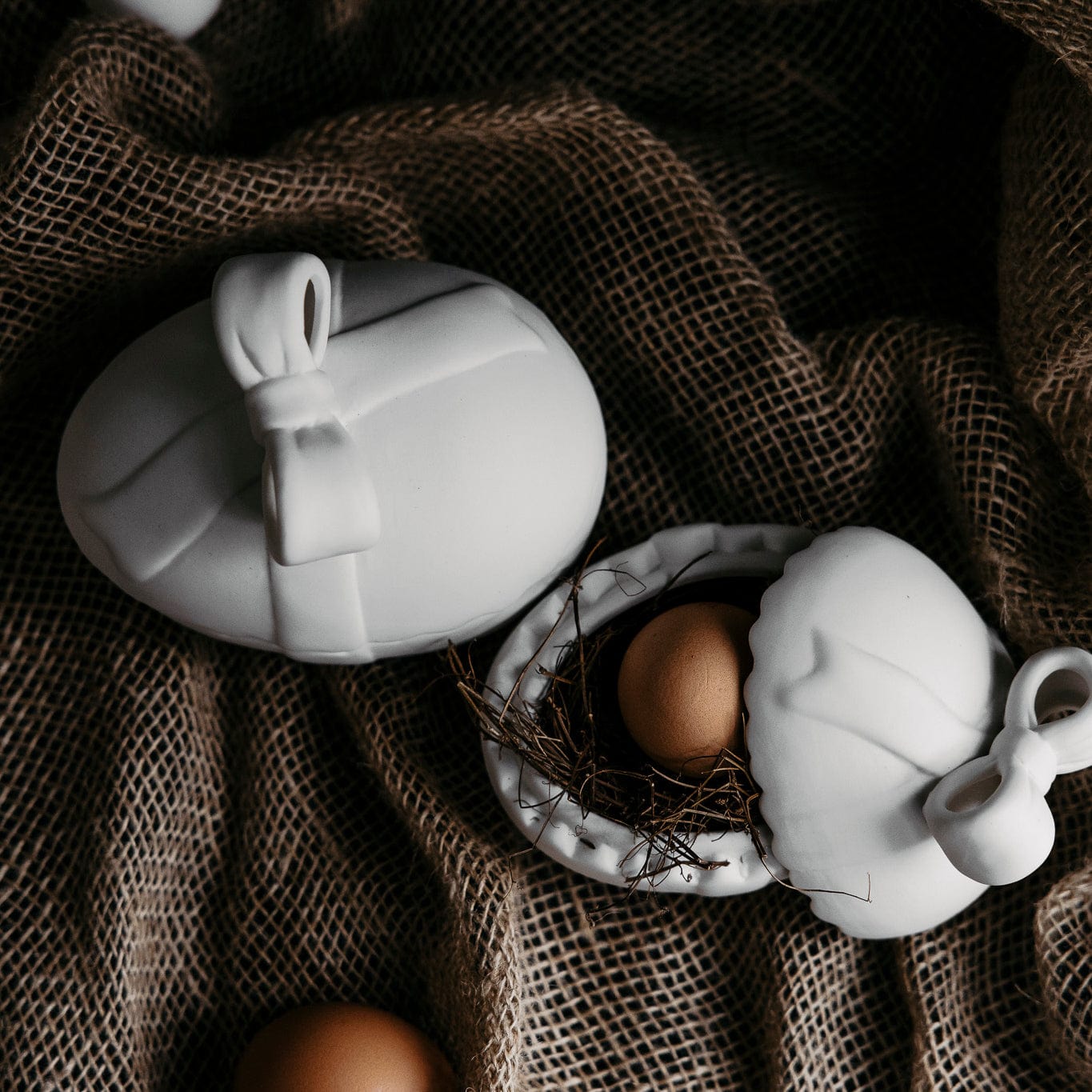 Osterdekoration Schale Lundby - weiß