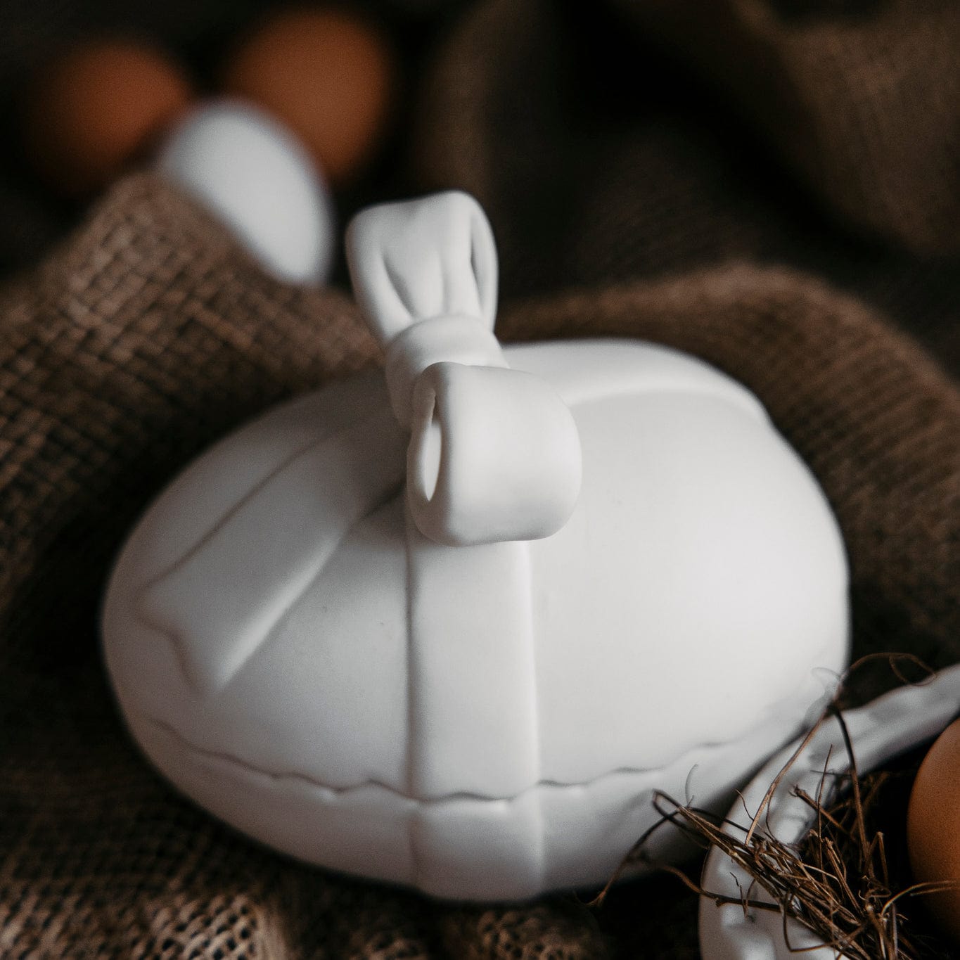 Osterdekoration Schale Lundby - weiß