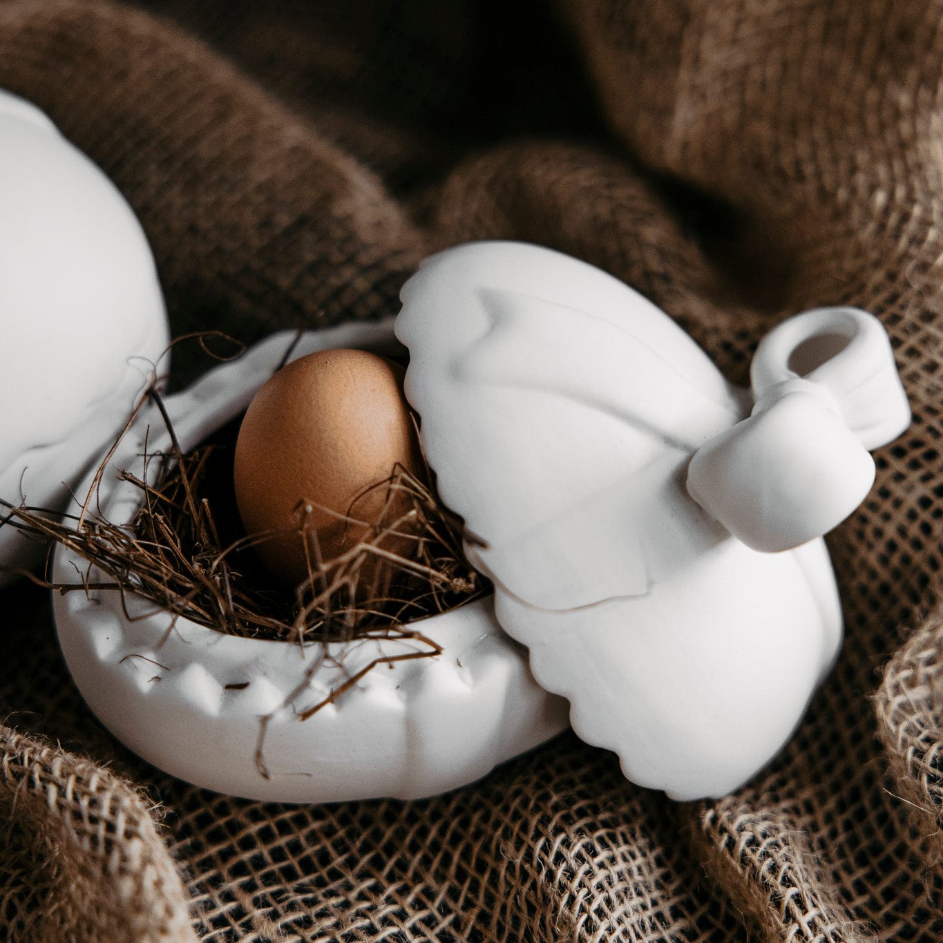 Osterdekoration Schale Lundby - weiß