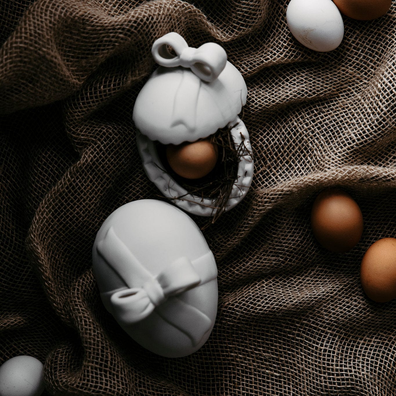 Osterdekoration Schale Lundby - weiß