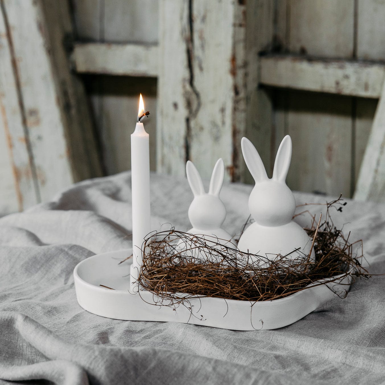 Osterdekoration Hase Tore - weiß