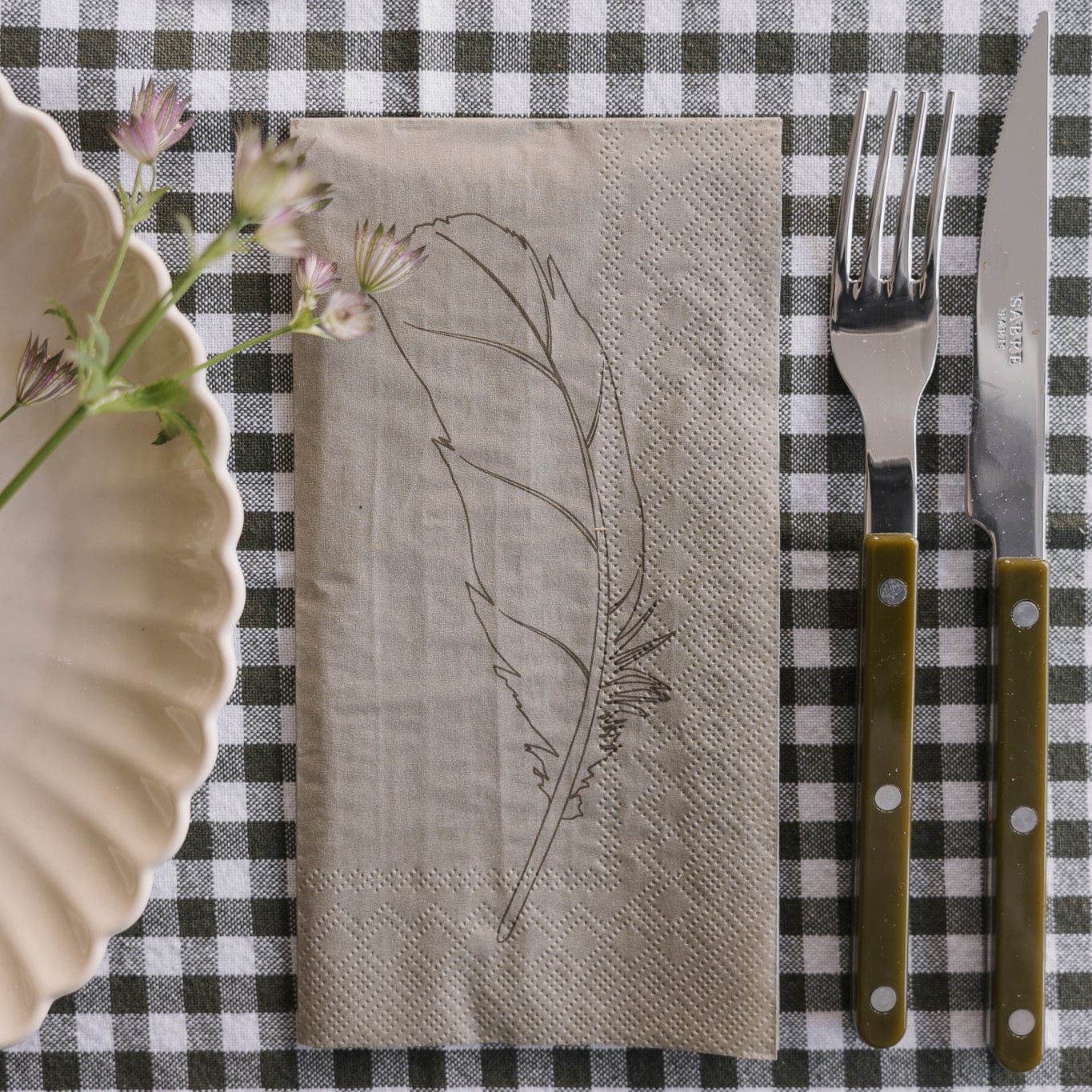 Servietten Feder - natur