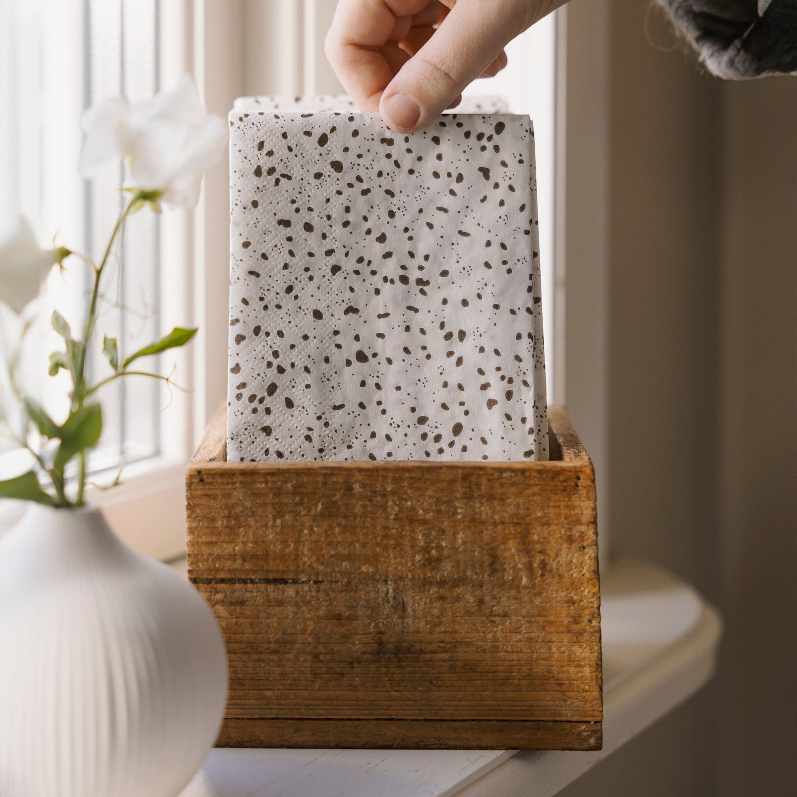 Servietten Spräcklig - weiß