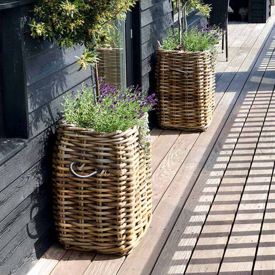pflanztopf korb A2 Living Rattan-Korb eckig medium für Garten und Zuhause