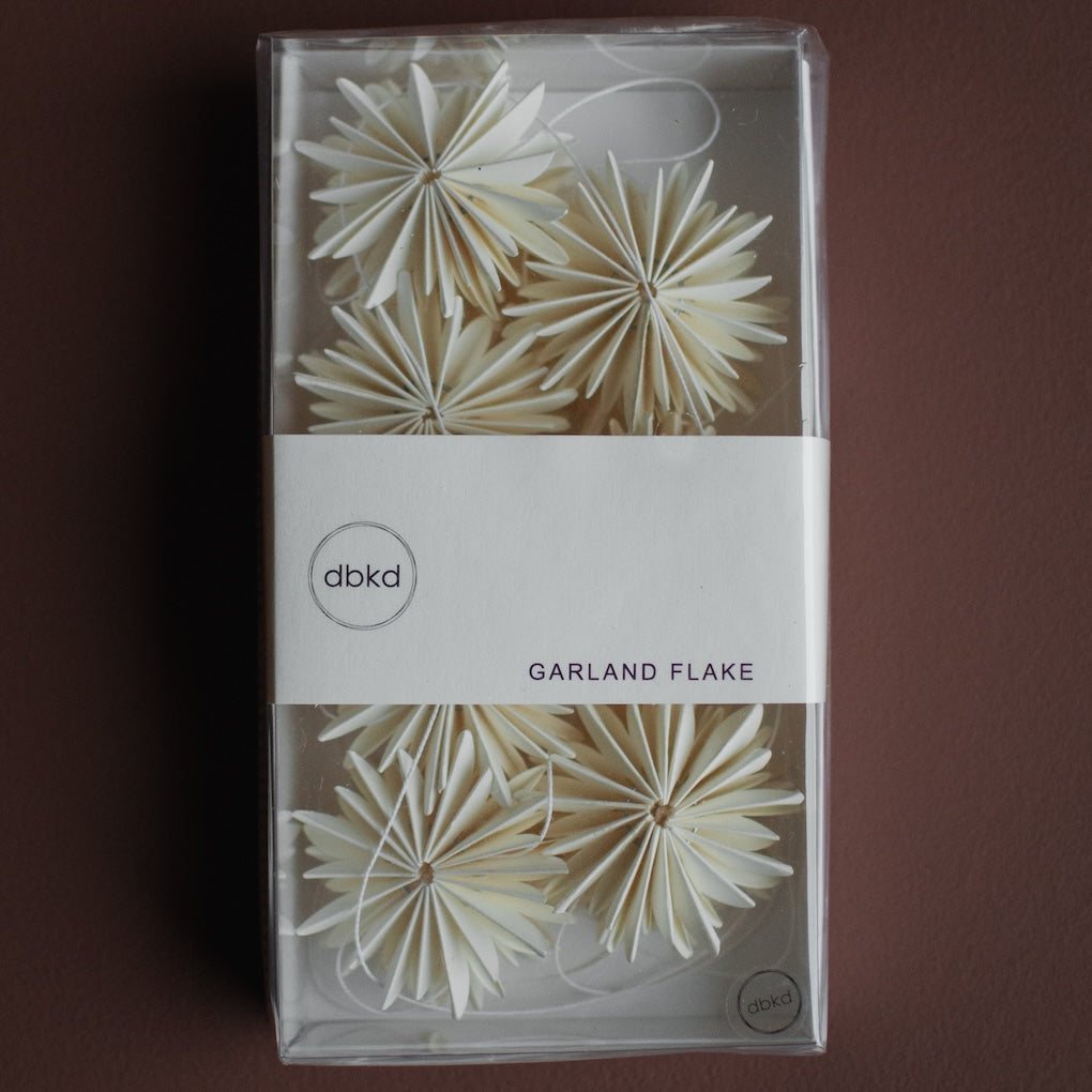Papiergirlande Flake Schneeflocken - weiß