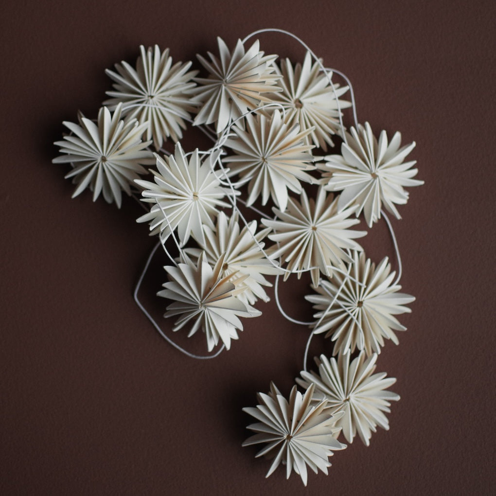 Papiergirlande Flake Schneeflocken - weiß