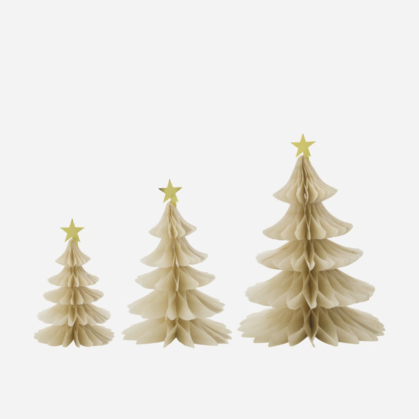 Weihnachtsbaum Papier 3er Set - ivory