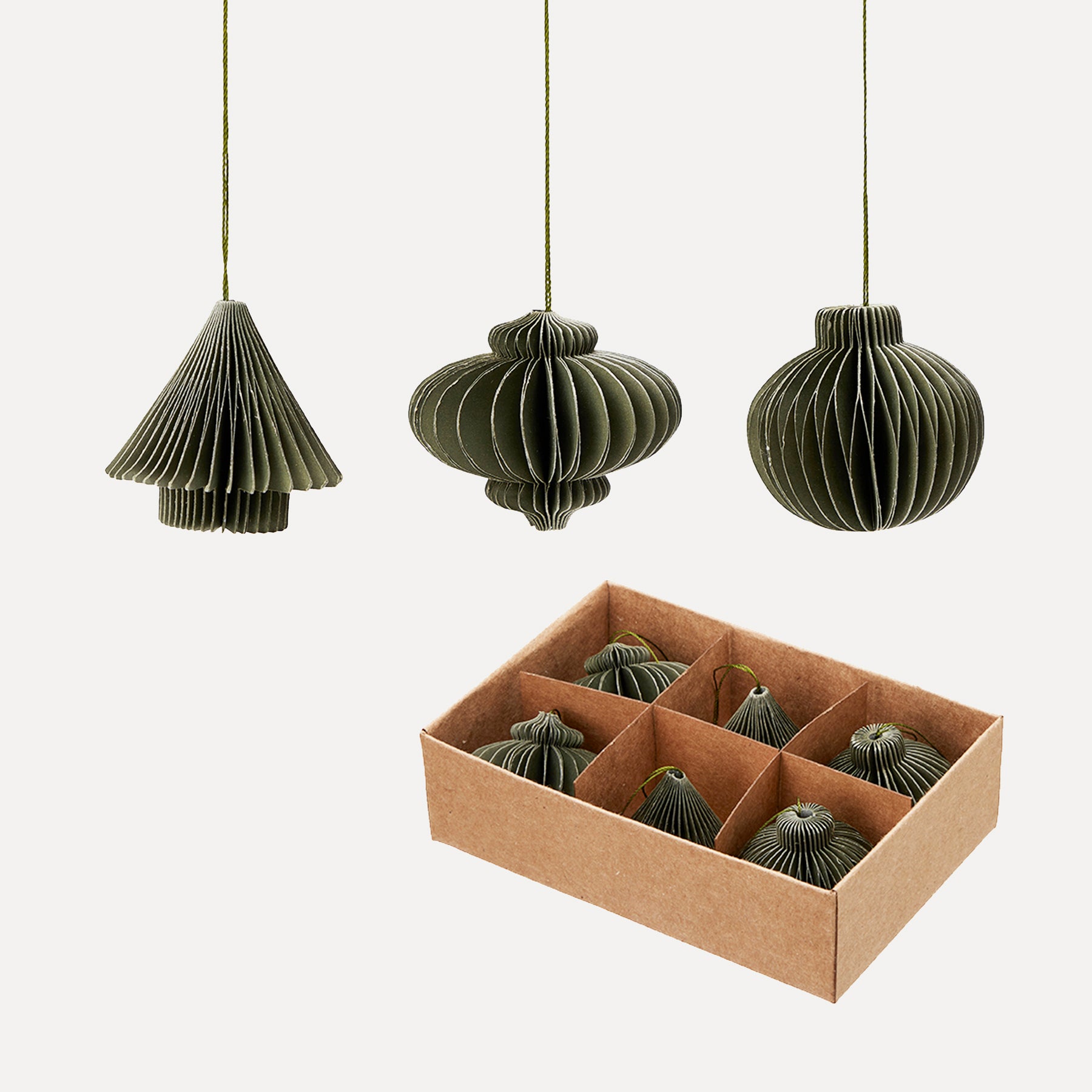 Papieranhänger Honeycomb 6er Set - dunkelgrün