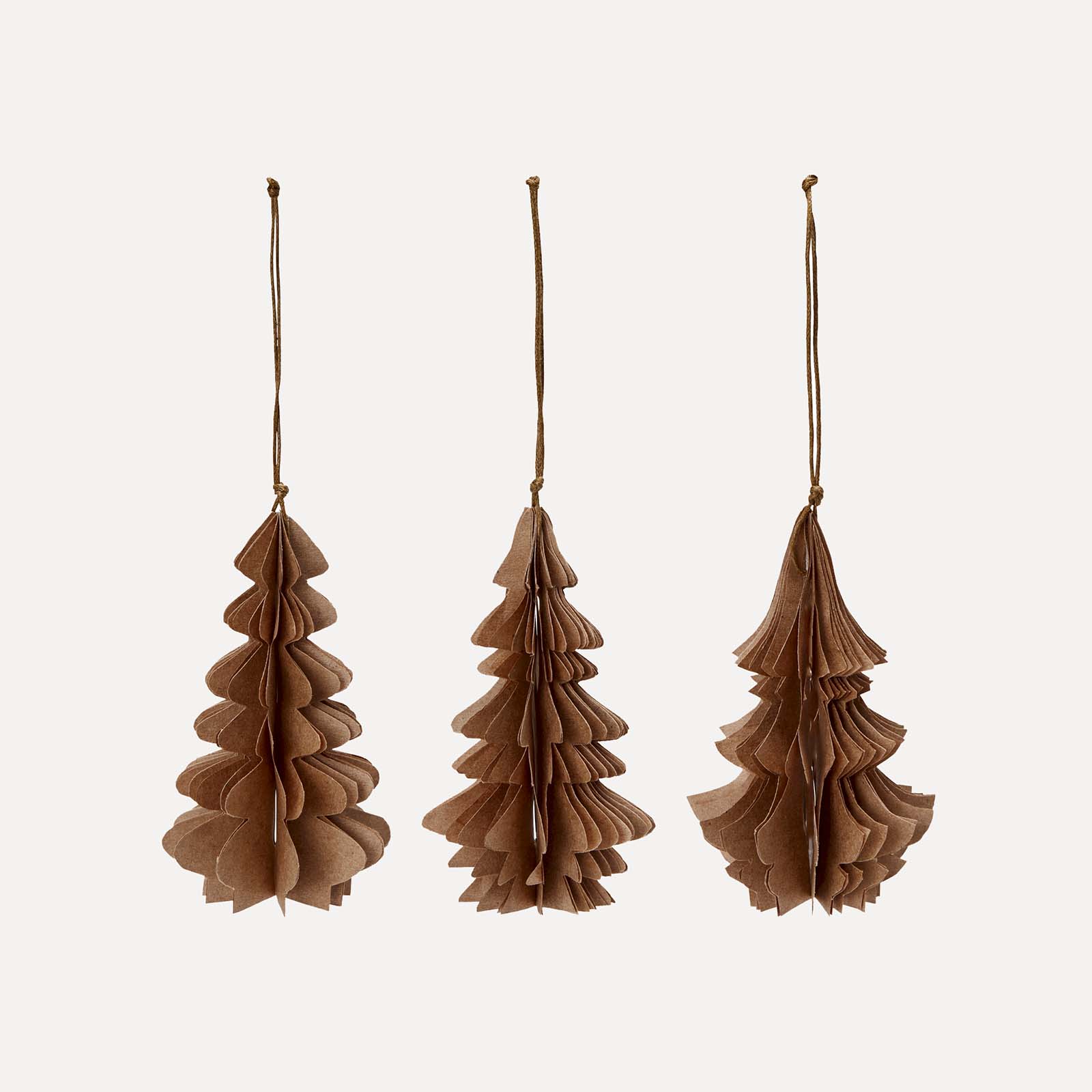 Papieranhänger Tannenbaum 3er Set - braun