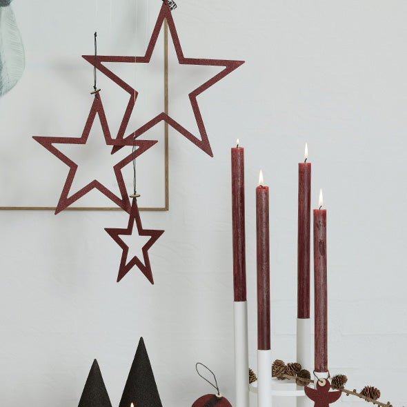 Dekoanhänger Sterne 3er Set - wine