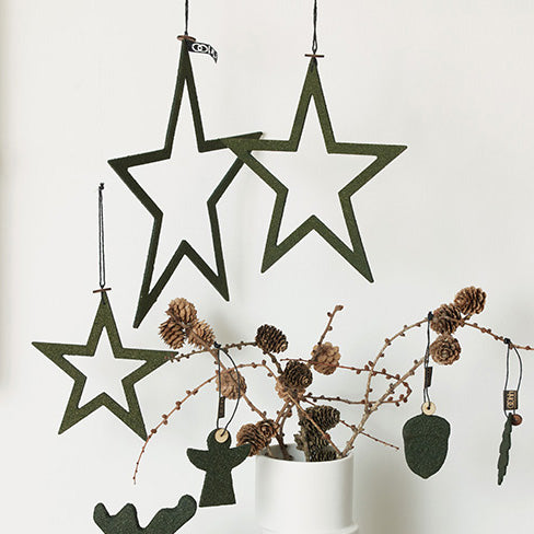 Dekoanhänger Sterne 3er Set - olive