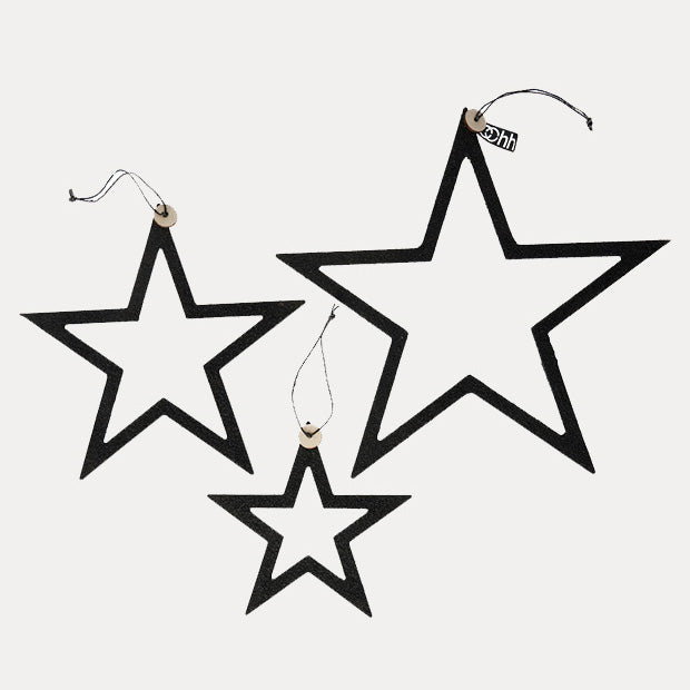 Dekoanhänger Sterne 3er Set - schwarz