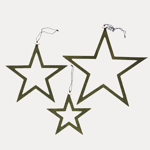 Dekoanhänger Sterne 3er Set - olive