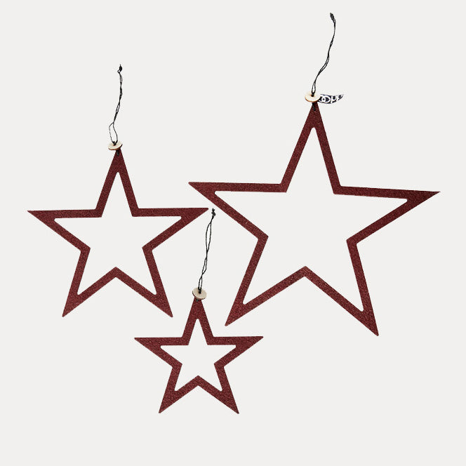 Dekoanhänger Sterne 3er Set - wine