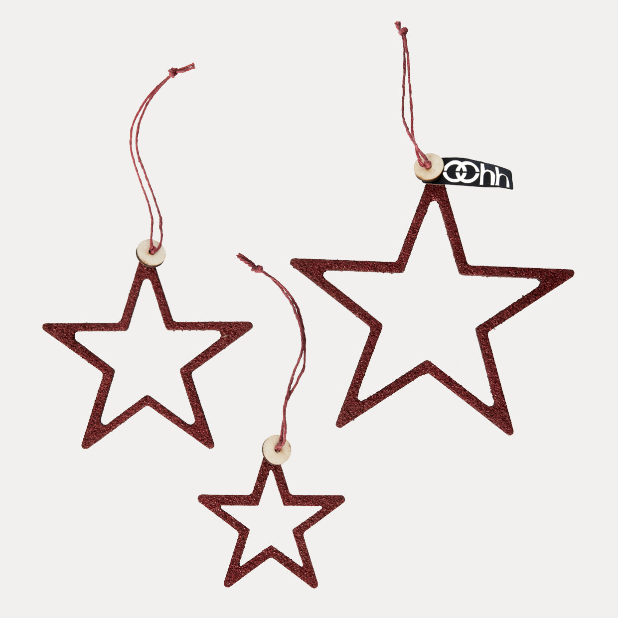 Dekoanhänger Sterne 3er Set - wine
