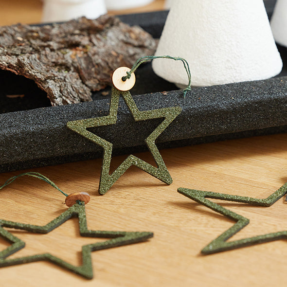 Dekoanhänger Sterne 3er Set - olive