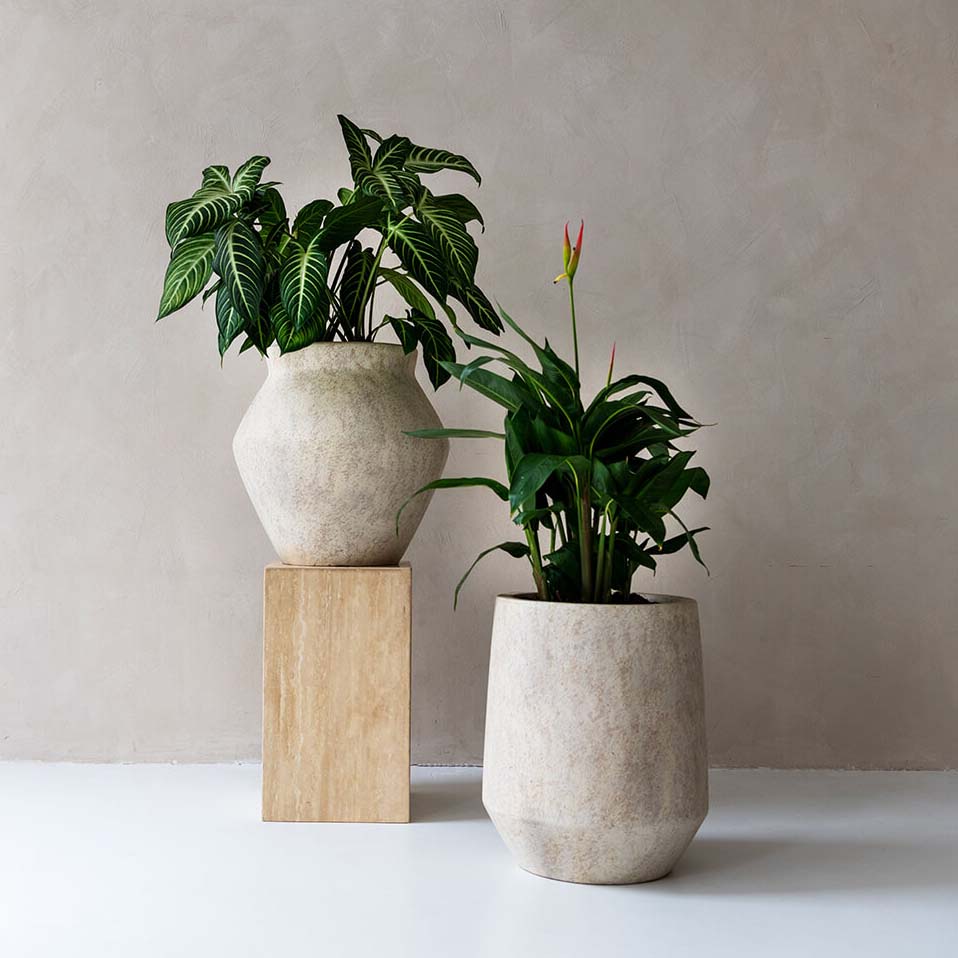 Pflanztopf Fleuri - travertine beige