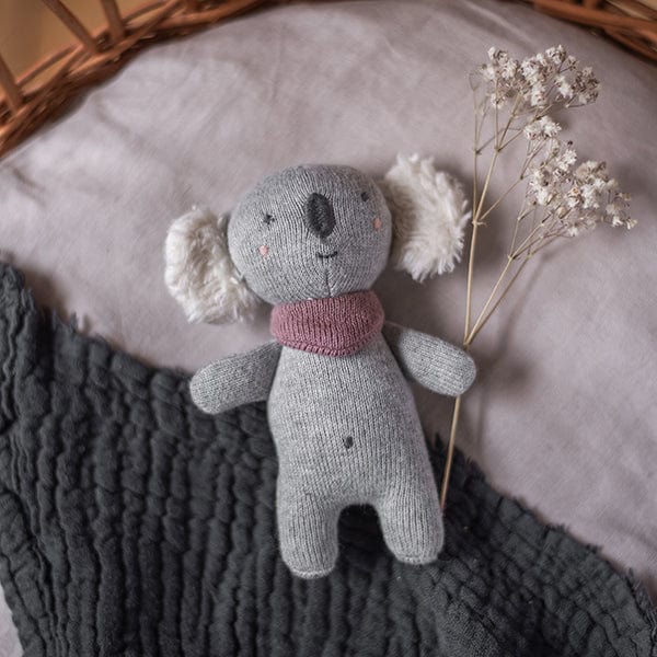 Grauer Rassel-Teddybär Für Babys – Weiche Spielzeugrassel Mit Glöckchen, Fördert Greifen