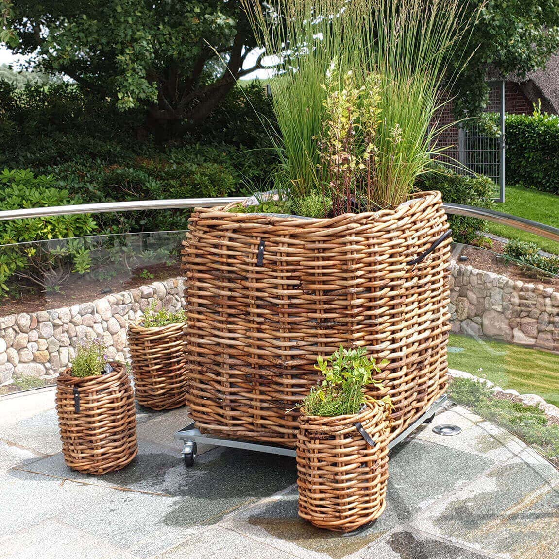 Rattan Korb eckig mammut low - 82x90cm