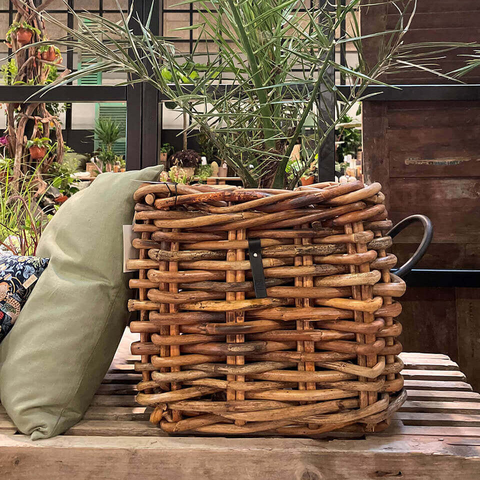 Rattan Korb eckig maxi low - 41x39cm