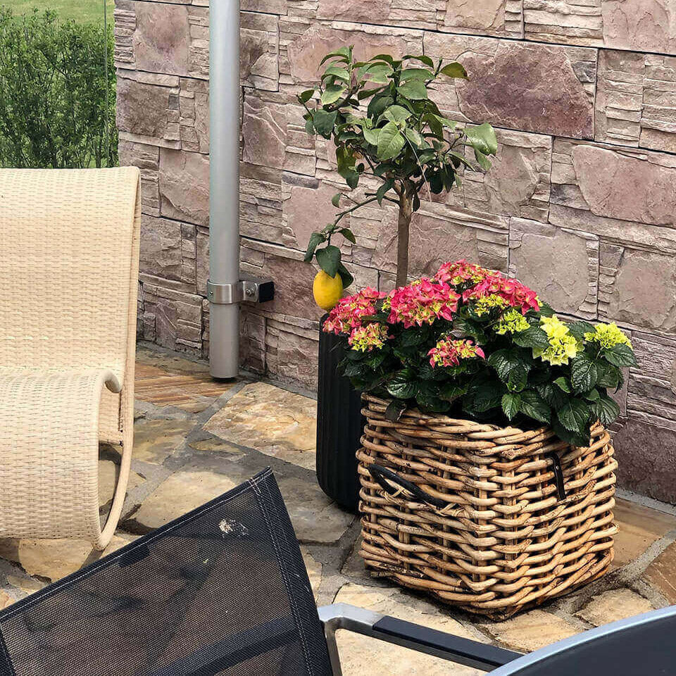 Rattan Korb eckig maxi low - 41x39cm