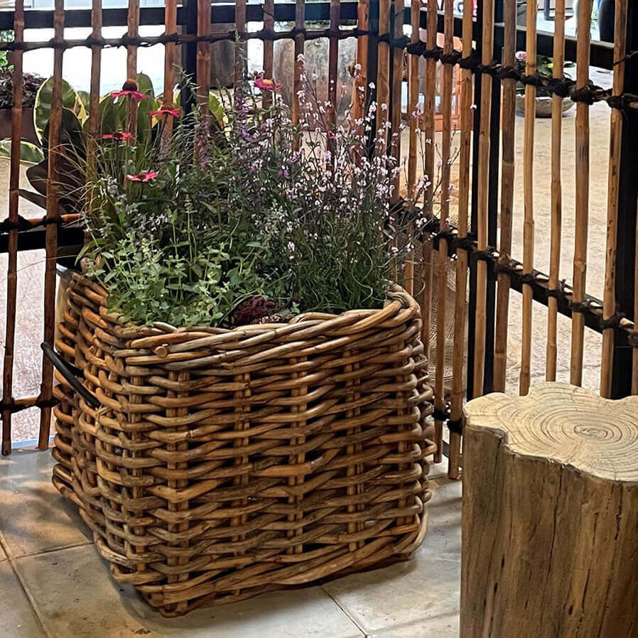 Rattan Korb eckig mega low - 59x50cm