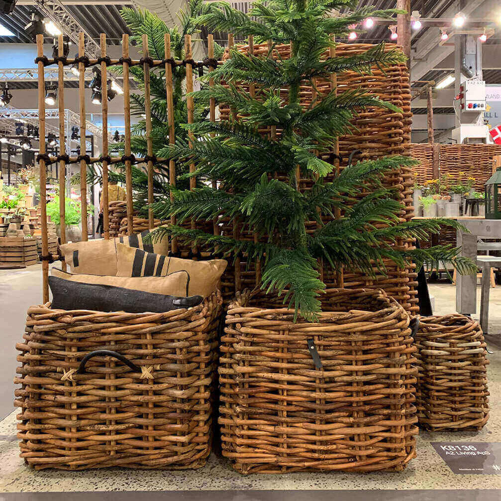 Rattan Korb eckig mega low - 59x50cm