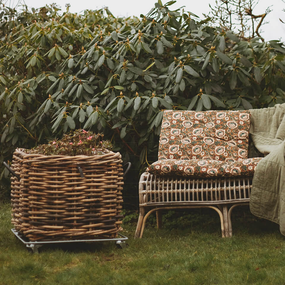 Rattan Korb eckig mega low - 59x50cm