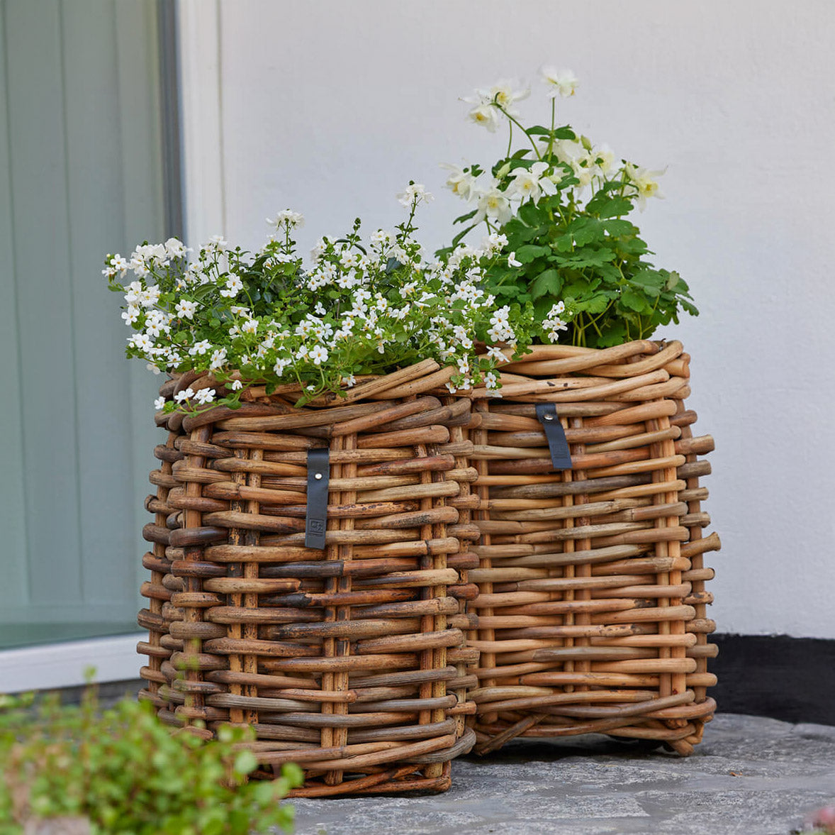 Rattan Korb eckig mega low - 59x50cm