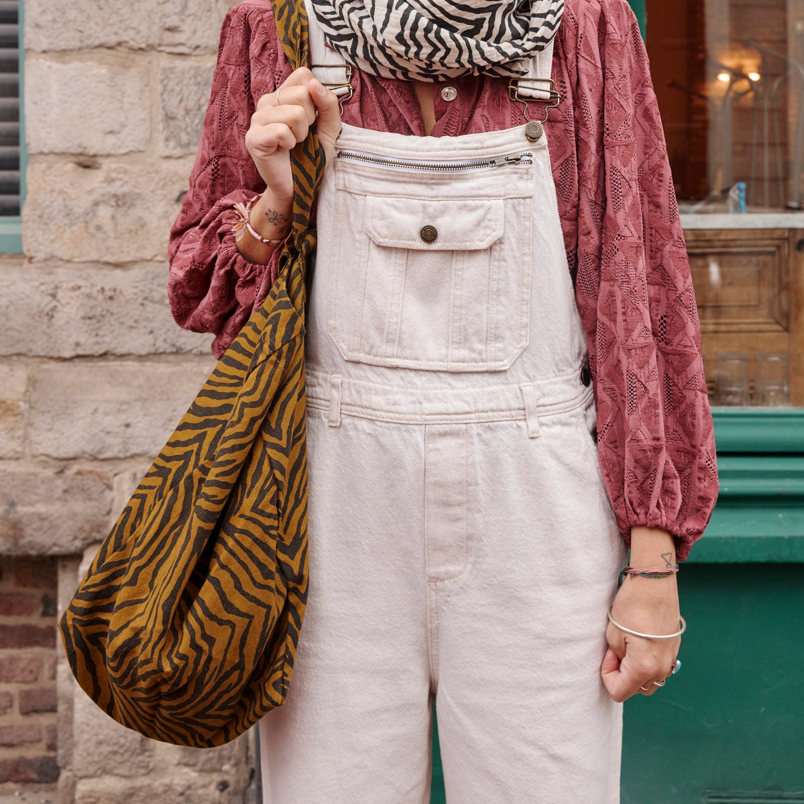 Shopper aus Baumwolle - Zebra Khaki