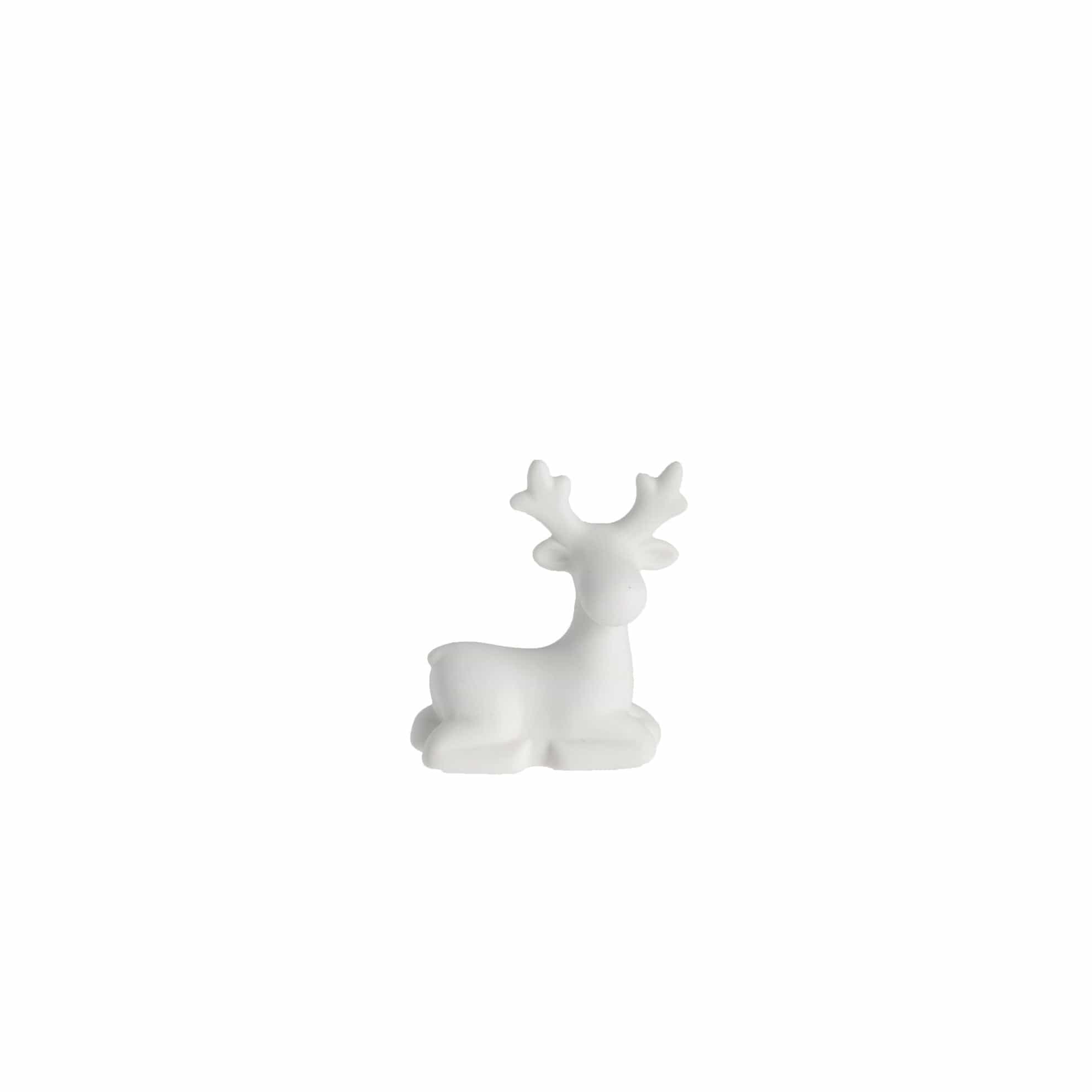 Weihnachtsfigur Rentier Sten sitzend- weiß