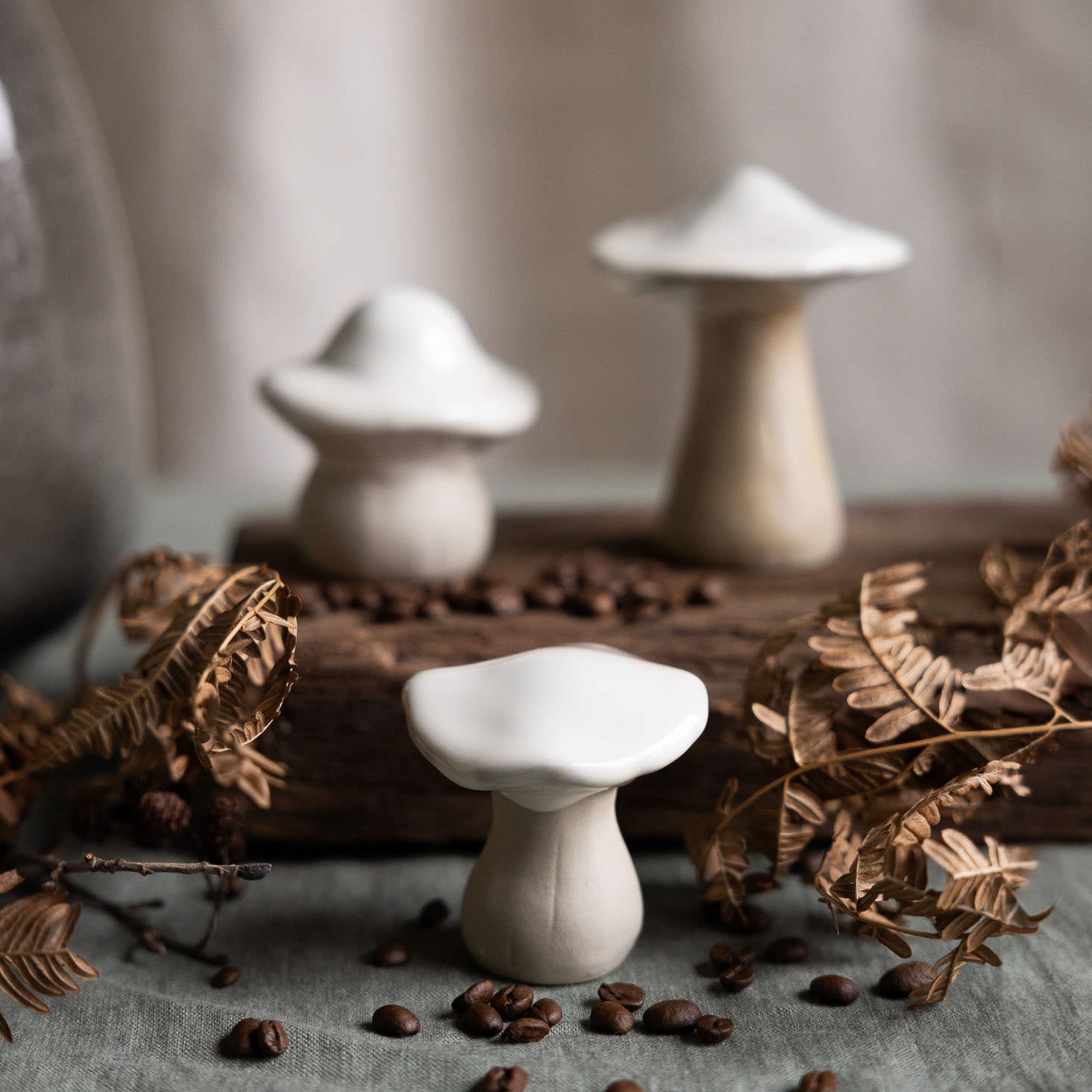 Pilze 3er Set - grau/weiß