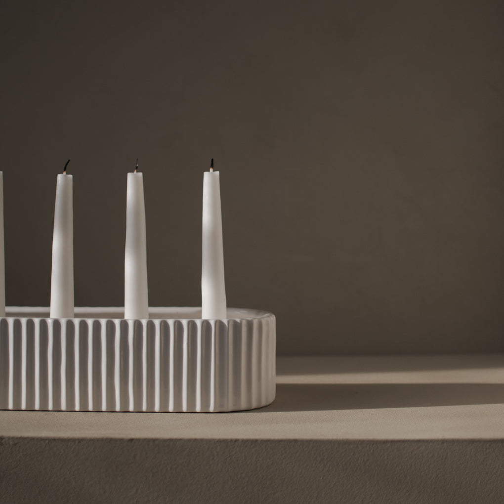 Kerzenhalter Stripe - weiß